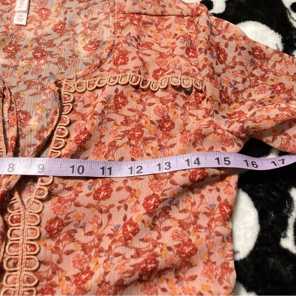 XHILERATION Dusty peach floral maxi dress boho cottagecore sundress ~ XS SMALL - Picture 8 of 15
